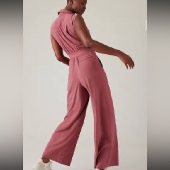 ATHLETA Brooklyn Heights Jumpsuit Women Sleeveless Wide Leg Black Zip Up 2 - Picture 6 of 6